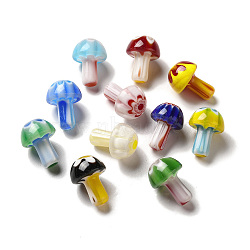 Handmade Millefiori Glass Display Decorations, Mushroom, Mixed Color, 20~20.5x14~15mm(LAMP-A066-01)
