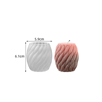 Twisted Barrel DIY Food Grade Silicone Candle Molds, Aromatherapy Candle Moulds, Scented Candle Making Molds, White, 5.9x6.1cm
