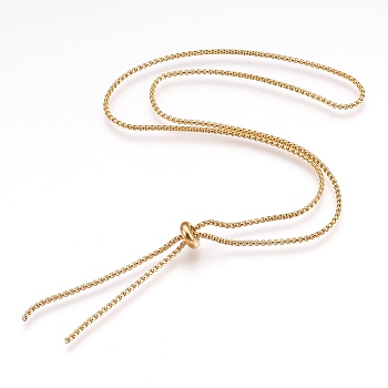 Adjustable 304 Stainless Steel Lariat Necklaces, Slider Necklaces, Abacus, Golden, 25.7 inch(65.5cm), 2~2.5mm