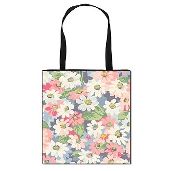 Daisy Flower Printed Polyester Shoulder Bag, Rectangle, Pink, 39.5x39cm