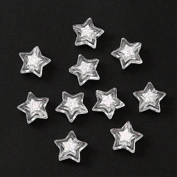 Transparent Acrylic Beads, with Sequins, Star, Clear, 10x11x5mm, Hole: 1.6mm, about 2260pcs/500g