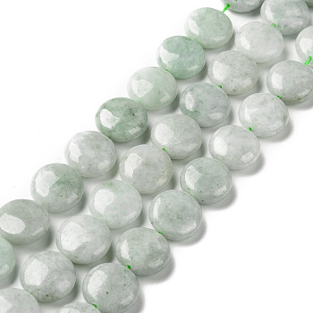 Natural Myanmar Jade/Burmese Jade Beads Strands, Flat Round, 15.5x7mm, Hole: 1.2mm, about 26pcs/strand, 15.94 inch(40.5cm)