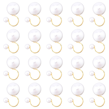 DICOSMETIC 20Pcs Round Plastic Imitation Pearl Cuff Earrings, with 304 Stainless Steel Findings, Golden, 18mm, Pin: 0.7mm