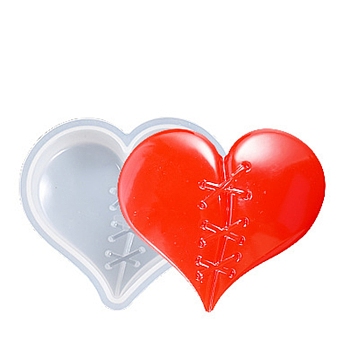 DIY Mended Heart Shaped Ornament Food-grade Silicone Molds, Resin Casting Molds, For UV Resin, Epoxy Resin Craft Making, White, 53x56x15mm, Inner Diameter: 43x48mm