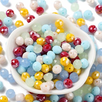 Glass Beads, Faceted, Rondelle, Mixed Color, 8x6mm, Hole: 1mm, about 1210pcs/500g