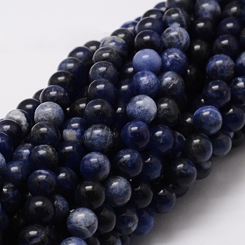 Natural Sodalite Round Beads Strands, 10mm, Hole: 1mm, about 37pcs/strand, 14.7 inch