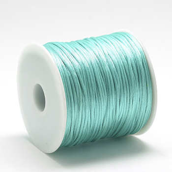 Nylon Thread, Rattail Satin Cord, Light Sea Green, about 1mm, about 76.55 yards(70m)/roll