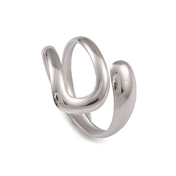 304 Stainless Steel Wire Knot Open Cuff Rings for Women, Stainless Steel Color, US Size 6(16.5mm)