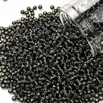 TOHO Round Seed Beads, Japanese Seed Beads, (29C) Silver Lined Dark Black Diamond, 11/0, 2.2mm, Hole: 0.8mm, about 1103pcs/10g