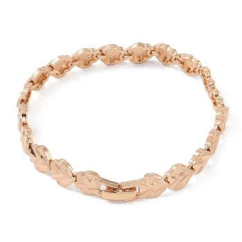 Brass Link Chain Bracelets for Women Men, Light Gold, Heart, 7-1/4 inch(18.5cm), Link: 8.5x9x3mm