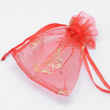 Gold Stamping Butterfly Rectangle Organza Gift Bags(OP-L006A-02)-2