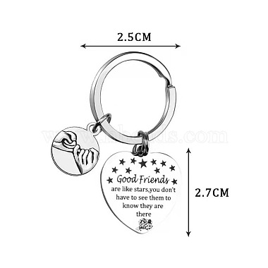 Stainless Steel Heart Lettering Pendants Keychain(HEAR-PW0001-154)-2