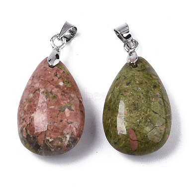 Pendentifs d'unakite naturelle(G-N0326-023D)-2