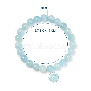 SUNNYCLUE Natural Aquamarine Round Beads Stretch Bracelets(BJEW-PH0001-8mm-19)-3