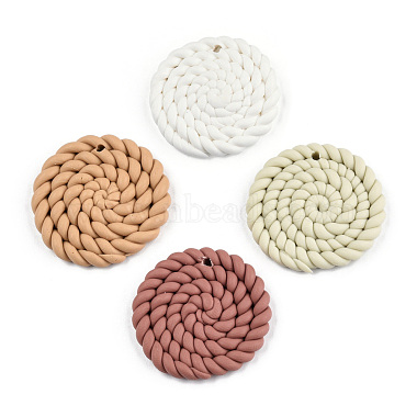 Mixed Color Flat Round Polymer Clay Pendants