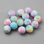 Round with Star Food Grade Eco-Friendly Silicone Focal Beads, Colorful, 15mm, Hole: 3mm(SIL-TAC0004-20F)