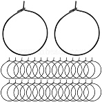 50Pcs 304 Stainless Steel Hoop Earring Findings, Wine Glass Charm Rings, Electrophoresis Black, 21 Gauge, 25x4mm, Pin: 0.7mm(STAS-SC0007-29)