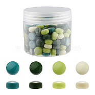 Glass Cabochons, Mosaic Tiles, for Home Decoration or DIY Crafts, Flat Round, Green, 12x5mm, 156pcs/box(GLAA-TA0001-14E)