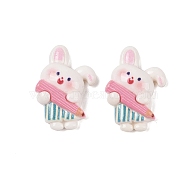 Opaque Resin Animal Decoden Cabochons, Rabbit, 33x23x9.5mm(RESI-Q230-08C)