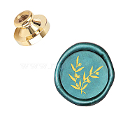 Wax Seal Brass Stamp Head, for Wax Seal Stamp, Golden, Leaf Pattern, 25x14.5mm(AJEW-WH0130-846)