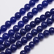 Natural & Dyed Malaysia Jade Bead Strands, Round, Midnight Blue, 8mm, Hole: 1.0mm, about 48pcs/strand, 15 inch(G-A146-8mm-A22)