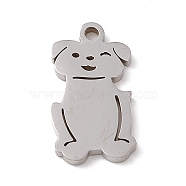 304 Stainless Steel Pendants, Dog Charm, Stainless Steel Color, 18x10x1.3mm, Hole: 1.5mm(STAS-G297-13P)