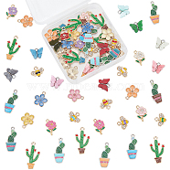 Nbeads 72Pcs 6 Style Alloy Pendants, Including Acrylic and Enamel, Cactus/Flower/Bee/Butterfly, Mixed Color, 12.5~29x11~16x1.5~3mm, Hole: 1.6~2mm, 12pcs/style(ENAM-NB0002-07)