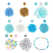 ARRICRAFT DIY Beads Making Finding Kits, Including Round Glass Seed & Letter Acrylic & Smiling Face Polymer Clay Beads, Mixed Color, 3~10x9~10x1.5~6mm, 1666pcs/box(DIY-AR0002-66)