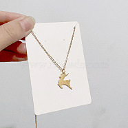 Christmas Titanium Steel Pendant Cable Chain Necklaces, Golden, Deer(NG7275-2)