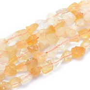 Raw Rough Natural Citrine Beads Strands, Nuggets, 6~12x6~10x5~8mm, Hole: 0.7mm, about 48pcs/strand, 15.75 inch(40cm)(G-I279-B10)