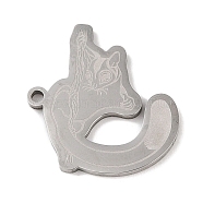 304 Stainless Steel Pendants, Mouse Charm, Stainless Steel Color, 22.5x23.5x1.5mm, Hole: 1mm(STAS-C095-31P)