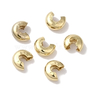 Brass Crimp Bead Cover, Lead Free & Cadmium Free, Real 24K Gold Plated, 5.5x2.5mm, Hole: 2.5mm(KK-K383-07E-G)