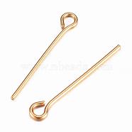 Ion Plating(IP) 304 Stainless Steel Eye Pin, Golden, 22mm, Hole: 1.9x2mm, Pin: 0.7mm(STAS-G075-16G)