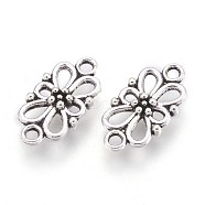 Tibetan Style Links/Connectors, Flower, Lead Free and Cadmium Free, Antique Silver, 16x8x3.5mm, Hole: 1.5mm(LF5094Y)