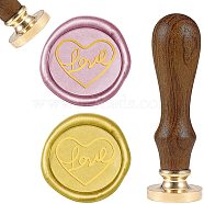 DIY Scrapbook, Brass Wax Seal Stamp and Wood Handle Sets, Wedding Themed Pattern, 83x22mm, Head: 7.5mm, Stamps: 25x14.5mm(AJEW-WH0131-045)