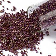 TOHO Round Seed Beads, Japanese Seed Beads, (2639F) Semi Glazed Rainbow Dark Red, 15/0, 1.5mm, Hole: 0.7mm, about 15000pcs/50g(SEED-XTR15-2639F)