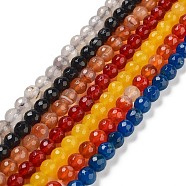Natural Agate Beads Strands, Faceted, Dyed, Round, Mixed Color, 8mm, Hole: 1mm, about 48pcs/strand, 15 inch(G-G580-8mm-M)
