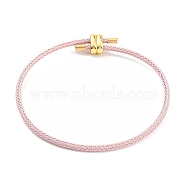 Braided Steel Wire Bracelets Making, with Golden Tone Brass Beads, Misty Rose, Inner Diameter: 3-1/8 inch(8cm)(BJEW-H610-02G-08)