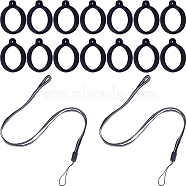 DIY Anti-Lost Necklace Lanyard Making Kit, Including Anti-Lost Silicone Pendant, Rubber Lanyard Straps, for Electronic Stylus & Lighter & Pen Haning Holder Lanyard Strap, Black, 46Pcs/box(DIY-GF0008-79)