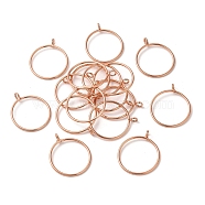 Brass Hollow Pendants, Long-Lasting Plated, Ring, Rose Gold, 29mm, Hole: 2.5mm(KK-P001-94RG)
