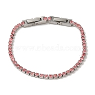 304 Stainless Steel Rhinestone Cup Chain Bracelets, Light Rose, 7-5/8x1/8 inch(19.3x0.3cm)(BJEW-S002-01C)