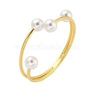 Rack Plating Brass & Round ABS Plastic Imitation Pearl Bangles, Long-Lasting Plated, Lead Free & Cadmium Free, Real 18K Gold Plated, Inner Diameter: 2-1/2 inch(6.3cm)(BJEW-Q347-02G)