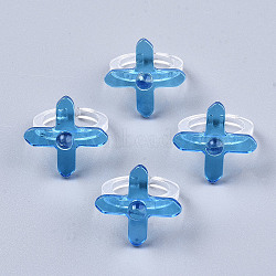 Transparent Acrylic Cuff Rings, Open Rings, Cross, Dodger Blue, US Size 8 1/4(18.3mm)(RJEW-S047-004A)