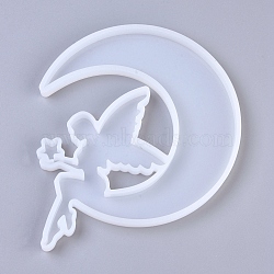 DIY Silicone Molds, Resin Casting Molds, for UV Resin, Epoxy Resin Jewelry Making, Moon with Fairy, White, 165x129x10.5mm(DIY-WH0161-70)