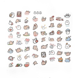 60Pcs 60 Styles PVC Plastic Cat Cartoon Stickers Sets, Waterproof Adhesive Decals for DIY Scrapbooking, Photo Album Decoration, Cat Pattern, 19~33x28.5~47.5x0.3mm, 1pc/style(STIC-P004-27A)