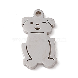 Non-Tarnish 304 Stainless Steel Pendants, Dog Charm, Stainless Steel Color, 18x10x1.3mm, Hole: 1.5mm(STAS-G297-13P)