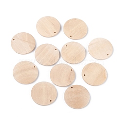 Wood Pendants, Flat Round, PapayaWhip, 28~29.5x5mm, Hole: 1.5mm(WOOD-S661-01)