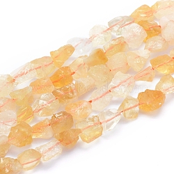 Raw Rough Natural Citrine Beads Strands, Nuggets, 6~12x6~10x5~8mm, Hole: 0.7mm, about 48pcs/strand, 15.75 inches(40cm)(G-I279-B10)