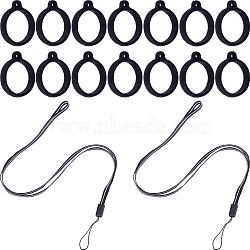 DIY Anti-Lost Necklace Lanyard Making Kit, Including Anti-Lost Silicone Pendant, Rubber Lanyard Straps, for Electronic Stylus & Lighter & Pen Haning Holder Lanyard Strap, Black, 46Pcs/box(DIY-GF0008-79)