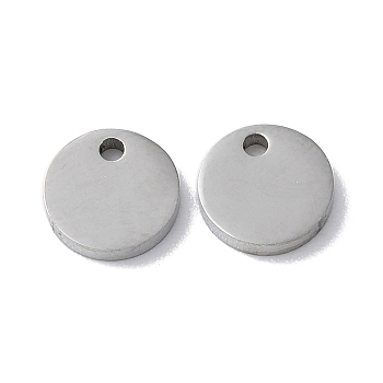 304 Stainless Steel Charms, Stamping Blank Tag, Flat Round Charm, Stainless Steel Color, 7x1.3mm, Hole: 1.2mm
